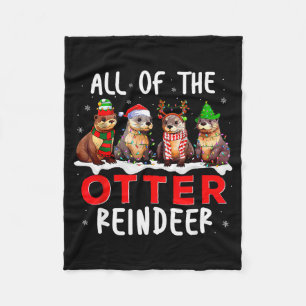 All Of The Otter Reindeer Santa Christmas Xmas Ott Fleece Blanket