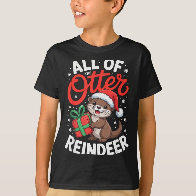 All Of The Otter Reindeer, Sea Otter Christmas Paj T-Shirt (Front)