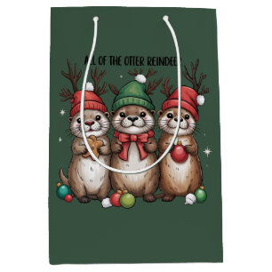 All Of The Otter Reindeer Xmas Animal Winter  Medium Gift Bag