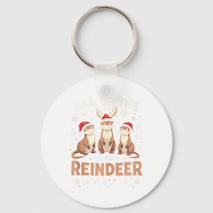 All Of The Otter Reindeer Xmas Santa Hat Funny Chr Key Ring