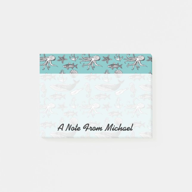 All Of The Sea Pattern | Add Your Name Post-it Notes (Front)