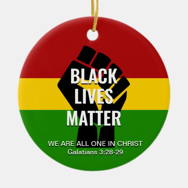 ALL ONE IN CHRIST | BLACK LIVES MATTER CERAMIC TREE DECORATION (Front)