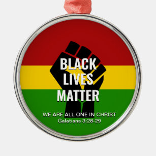 ALL ONE IN CHRIST   BLACK LIVES MATTER METAL TREE DECORATION