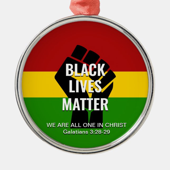ALL ONE IN CHRIST | BLACK LIVES MATTER METAL TREE DECORATION (Front)