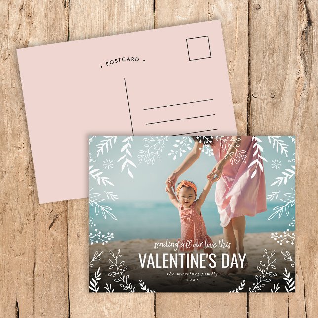 All Our Love Botanical Overlay Photo Valentine Holiday Postcard (Creator Uploaded)
