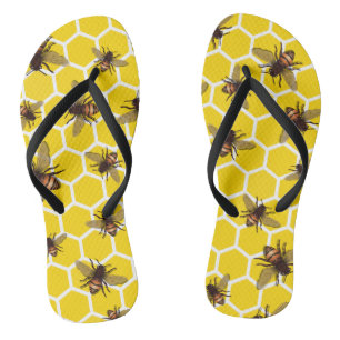 All Over Bees on Honeycomb Cup Flip Flops