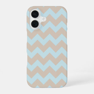 All Over Chevron Print Beige and Pale Powder Blue iPhone 16 Case