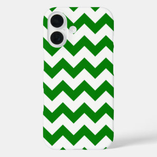 All Over Chevron Print Kelly Green and White iPhone 16 Case