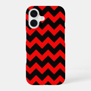 All Over Chevron Print Red and Black Zig Zags iPhone 16 Case