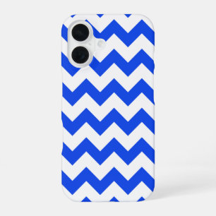 All Over Chevron Print White and Blue Zig Zags iPhone 16 Case