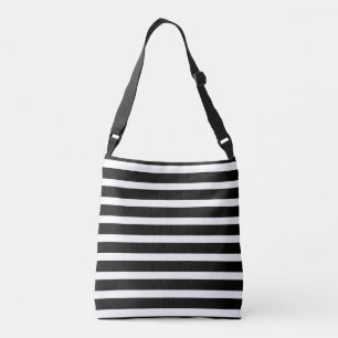 All Over Cross Body Tote - Black Stripe