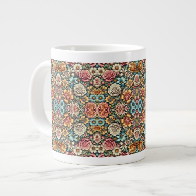 All Over Floral Design Large Coffee Mug (Front Left)
