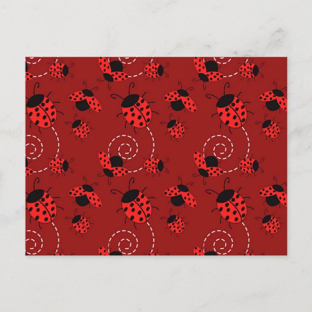 All Over Ladybug Design Postcard (Front)