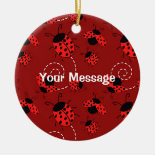All Over Ladybug Design Print Ceramic Tree Decoration