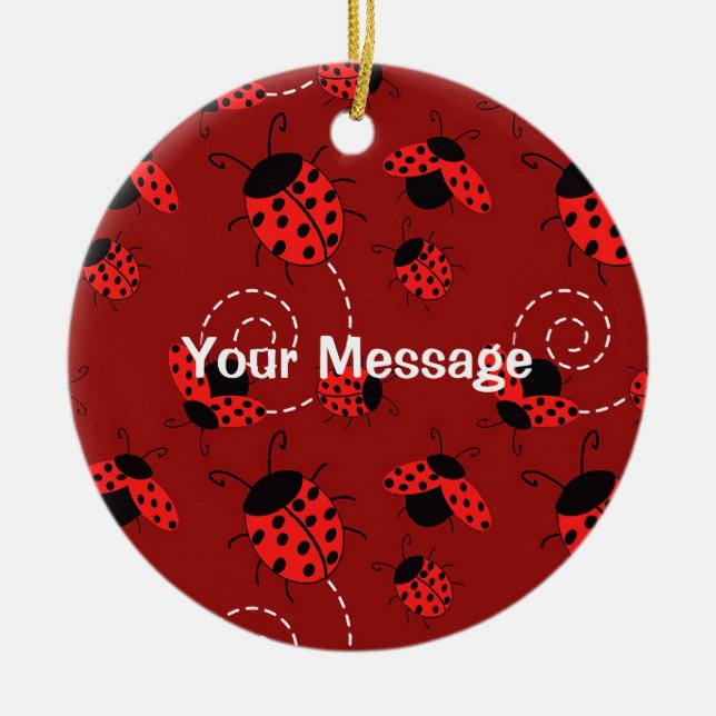 All Over Ladybug Design Print Ceramic Tree Decoration (Front)