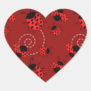 All Over Ladybug Design Print Heart Sticker