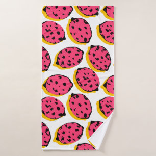 all over lemon pattern vintageabstract, art, backg bath towel