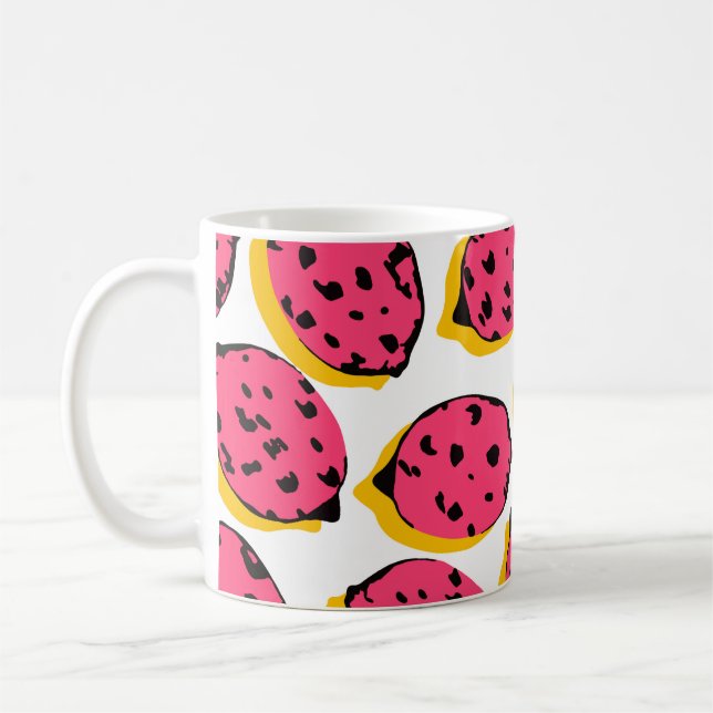 all over lemon patternabstract,art,background,cart coffee mug (Left)