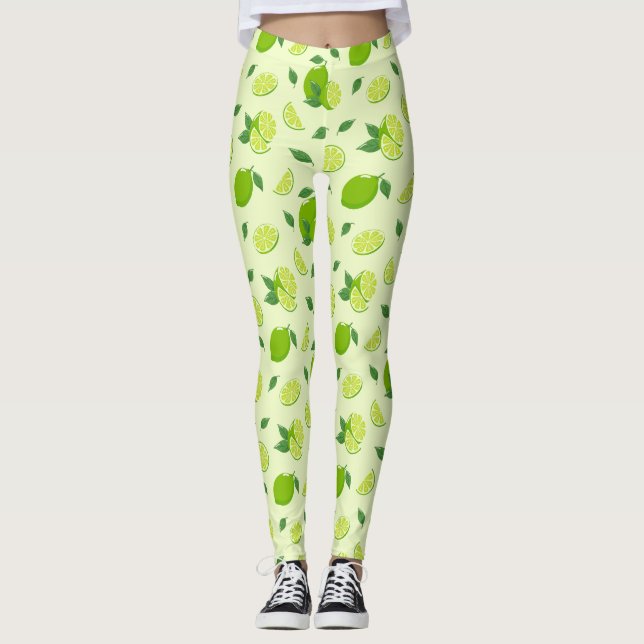 All-Over Lemon  Print  Leggings (Front)