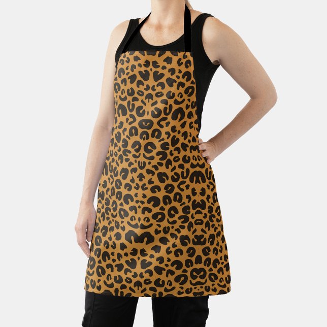 All-Over leopard print black strap Apron (Creator Uploaded)