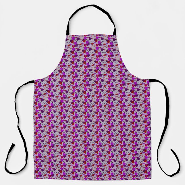 All-Over Multicolored Hearts on Grey Apron (Front)