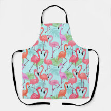 All Over Pink Flamingo Apron Retro Cute