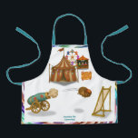 All-Over Print Apron<br><div class="desc">Small, round, and brave beyond belief, Hannibal the hedgehog blasts from the circus cannon with surprising enthusiasm. With his tiny goggles and heroic bravery, he arcs across the big top like a shooting star. A pint-sized performer with gigantic courage. You can find lots of other Dingaling Brothers Circus products in...</div>