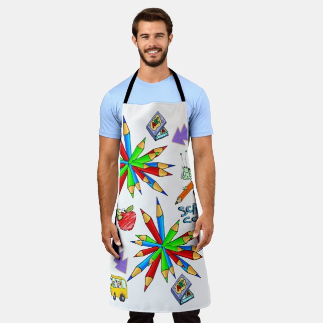 All Over Print Apron Back to School is Cool (Worn)