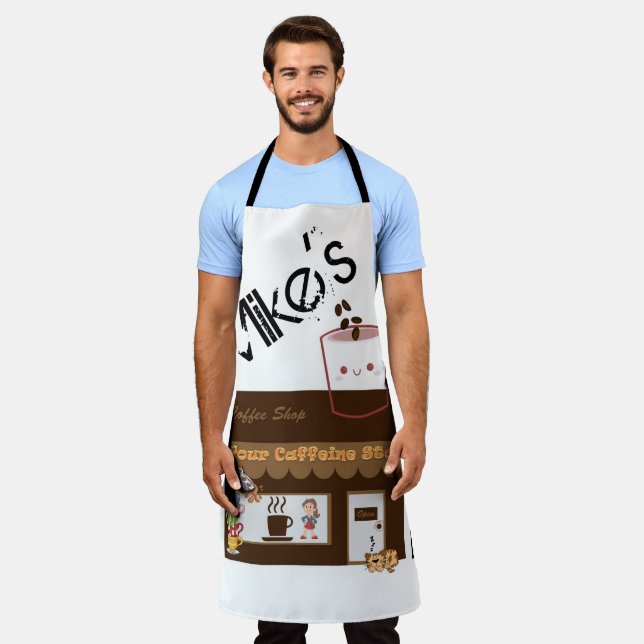 All Over Print Apron Coffee Shop Caffeine (Worn)
