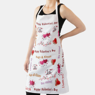 All Over Print Apron Couple Red Hearts Valentine's