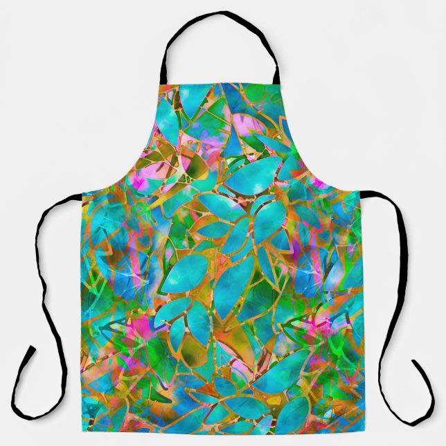 All-Over Print Apron Floral Abstract Stained Glass (Front)