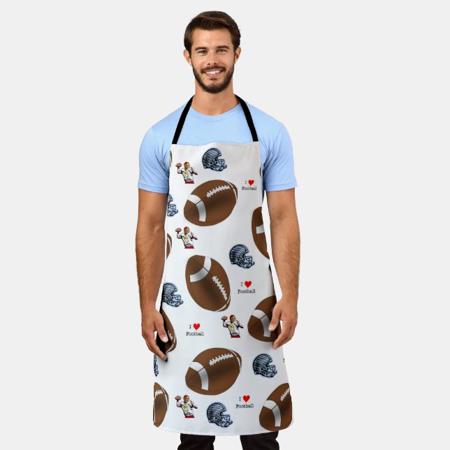 All Over Print Apron I Love Football Sports (Worn)