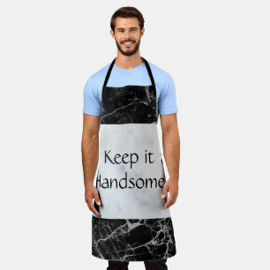 All Over Print Apron Keep it Handsome Black Marble