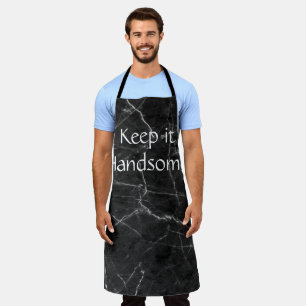 All Over Print Apron Keep it Handsome Black Marble