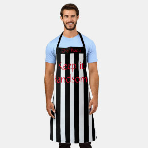 All Over Print Apron Keep it Handsome Black Stripe