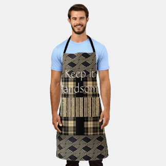 All Over Print Apron Keep it Handsome Brown Stripe