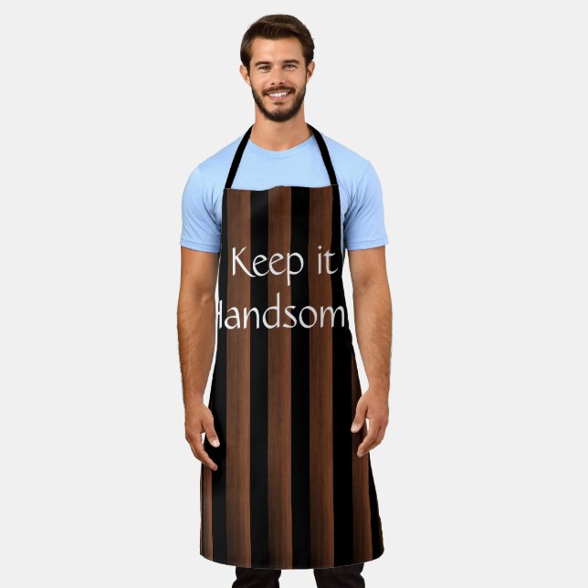 All Over Print Apron Keep it Handsome Brown Stripe (Worn)