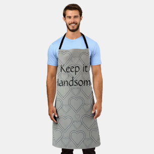 All Over Print Apron Keep it Handsome Grey Hearts