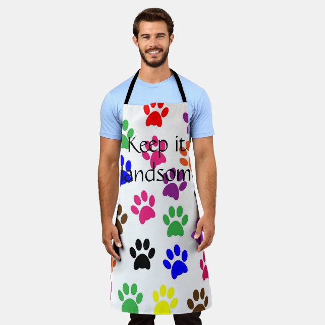 All Over Print Apron Keep it Handsome Paws (Worn)