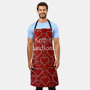 All Over Print Apron Keep it Handsome Red Hearts