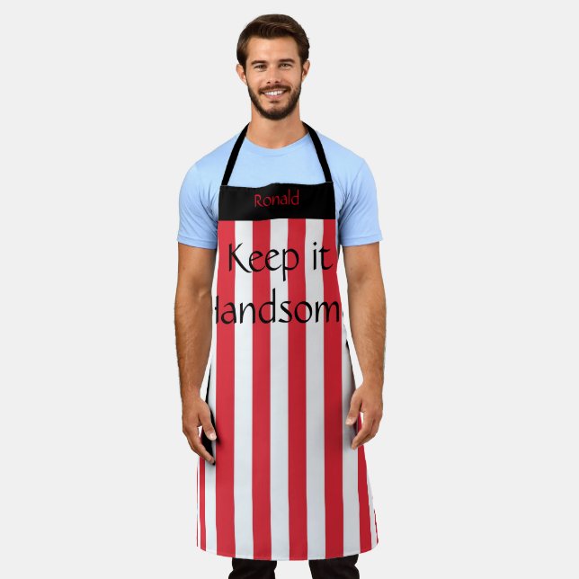 All Over Print Apron Keep it Handsome Red Stripe (Worn)