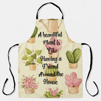 All-Over Print Apron, Large with Plant Quote Apron