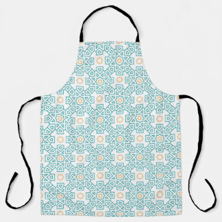 All-Over Print Apron Teal & Gold Arabesque Chef Ap