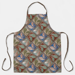 All-Over Print Apron With oak leaf tile pint