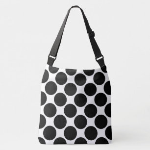 All-Over-Print Bold Black Polka Dots on White Crossbody Bag