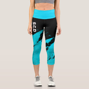  All Over Print Custom Capri Leggings Brushy Cyan 
