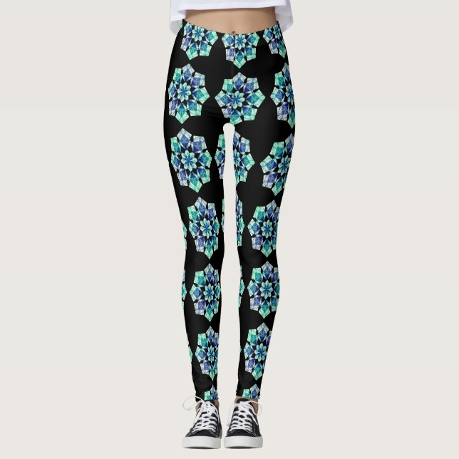 All-Over-Print Geometric Pattern Leggings (Front)