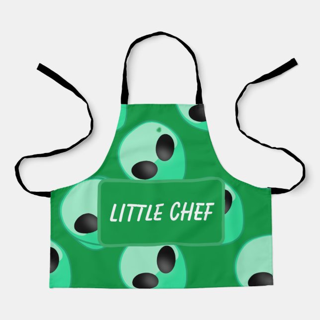 All over print ,green alien head apron (Front)
