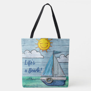 All over print Large Tote Bag Driftwood Beach