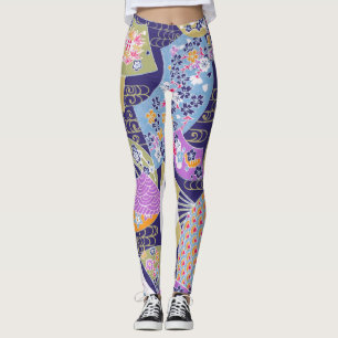 All-Over-Print Leggings Japanese Hand fan Design